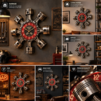 Radial Piston Engine Wall Clock