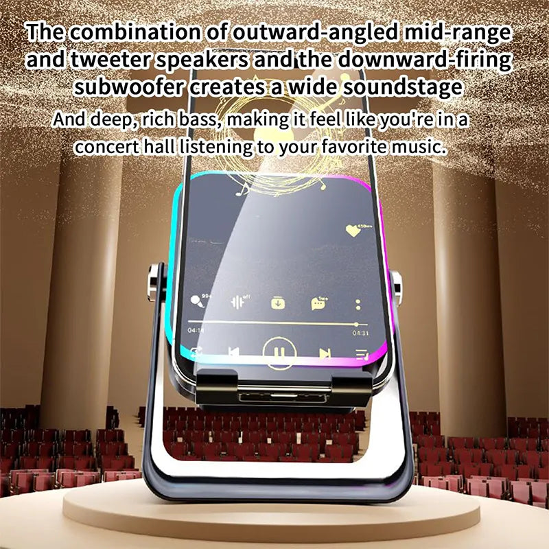 ⏳LAST DAY SALE ONLY ￡13.99!!✨🎅📱 5-in-1 Wireless Speaker Stand – Induction Audio & Phone Holder 🎵💡