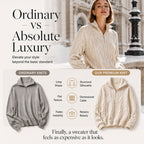 ⏳LAST DAY SALE ONLY￡17.99!!🌿Women's Warm Quarter Zip Cable Knit Sweatshirt
