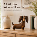 💡Whimsical Wood-Look Dachshund Sculpture