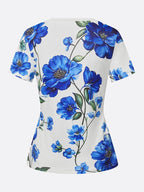 Casual Floral Slim Fit Short Sleeve Tee