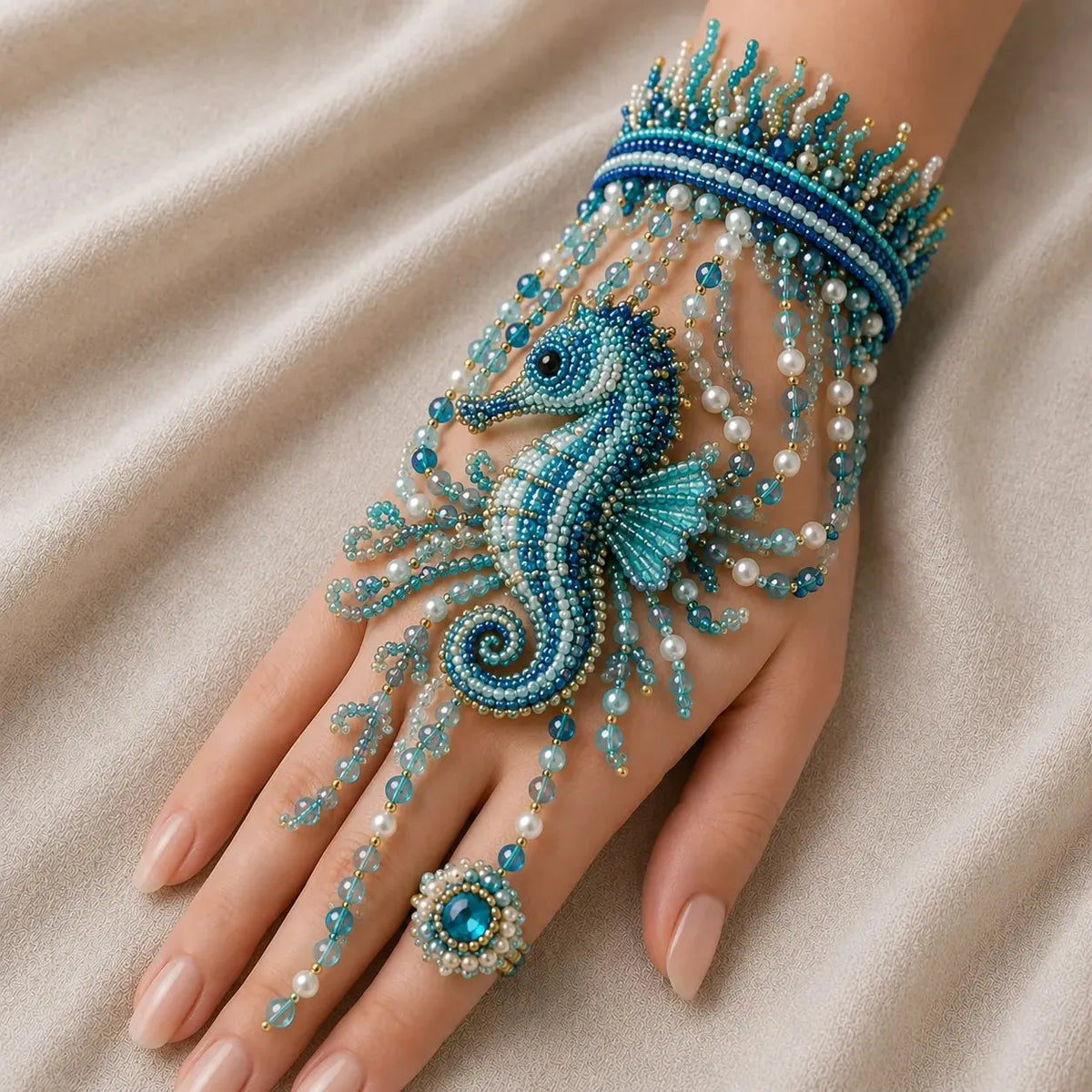 🌊 DIY Ocean Beaded Hand Bracelet Kit