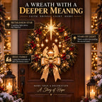 🕊️ Lighted Nativity Christmas Wreath – Star of Bethlehem Front Door Decor ✨