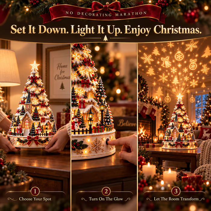 💯 Last day 49% OFF - 🎄Christmas Village Projection Centerpiece