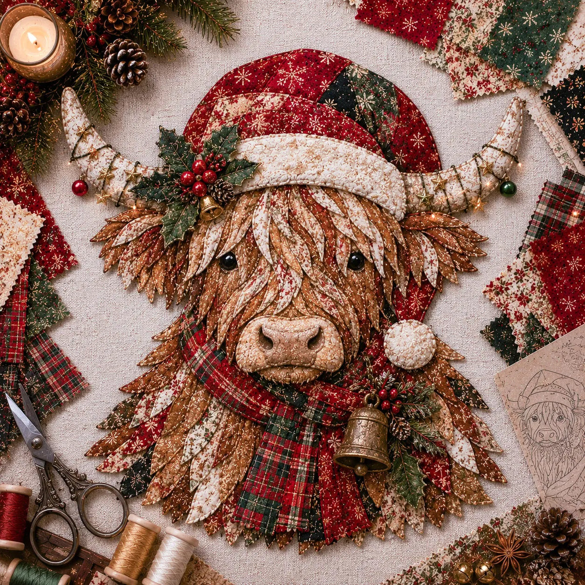 🎅Christmas Patchwork Fabric DIY Decor Kit – Stunning Results, Zero Experience Needed