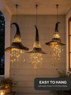 🧙‍♀️ Hanging Glowing Witch Hat with Star String Lights Magical Seasonal Decor for Halloween & Everyday Whimsy