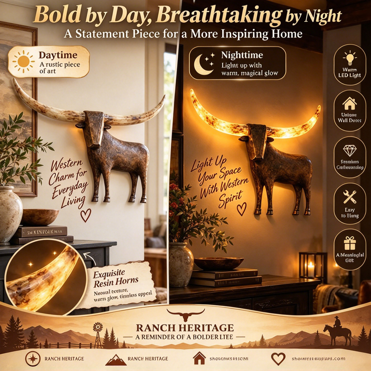 Longhorn Glow Wall Sconce