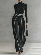 Casual Color-Block Turtleneck Tee