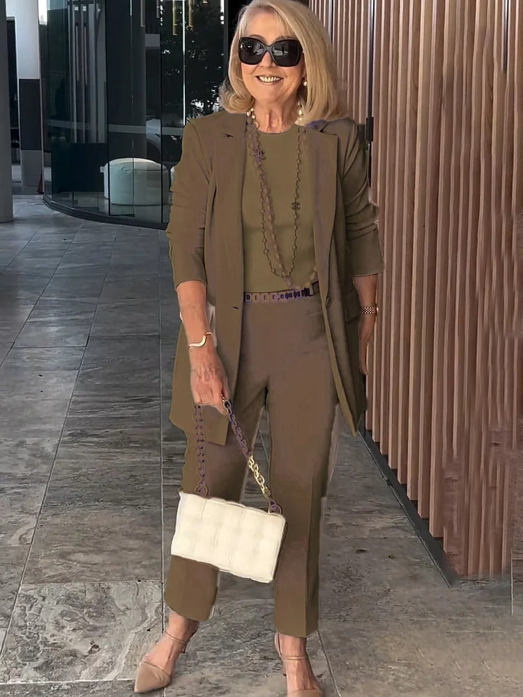 Two-Piece Suit Blazer Coat Pants Gorgeous Neutral Styles Suit
