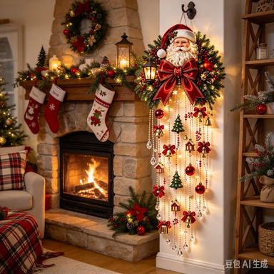 🎅 Elegant Christmas Hanging Decor – Festive Santa Swag 🎄