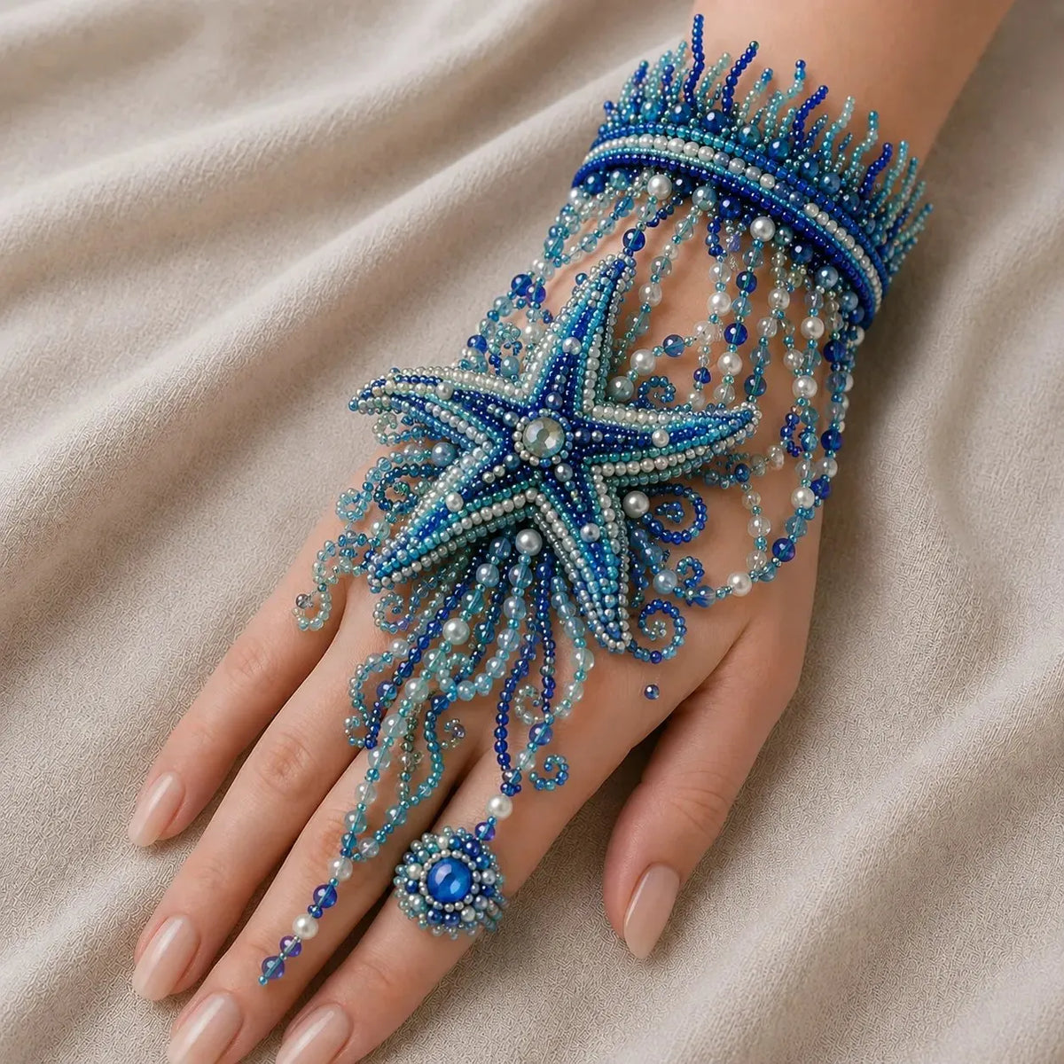 🌊 DIY Ocean Beaded Hand Bracelet Kit