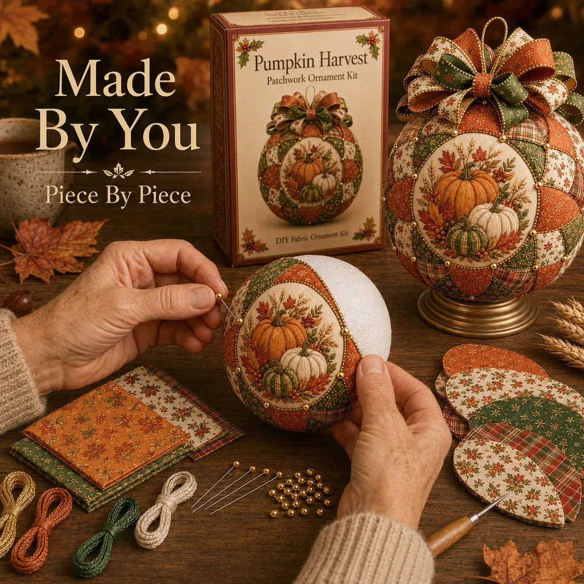 🍂 Beginner-Friendly DIY Autumn Thanksgiving Patchwork Ornament Kit Collection