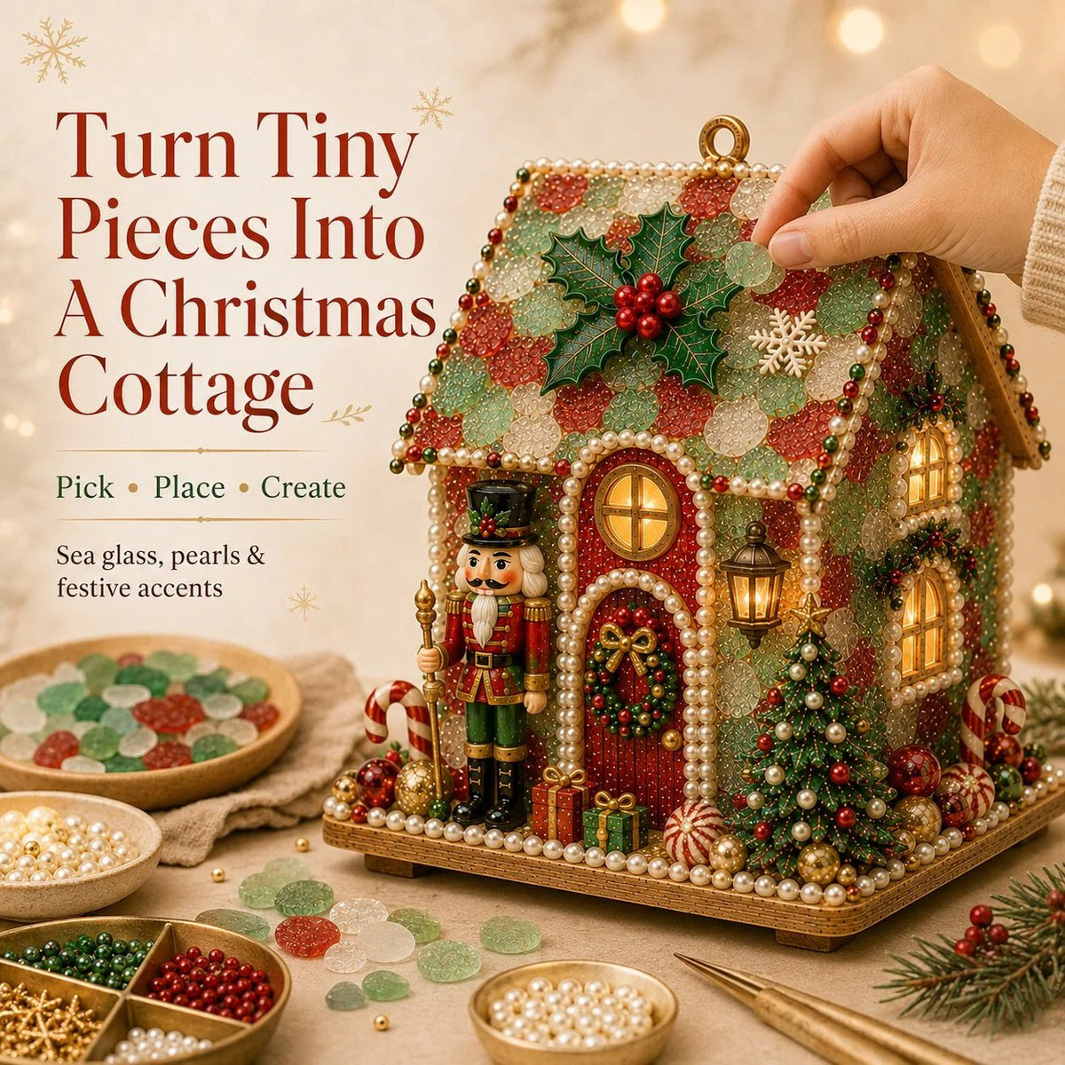🏡 Beginner-Friendly DIY Glowing Coastal Glass-Style Christmas Cottage Kit Collection