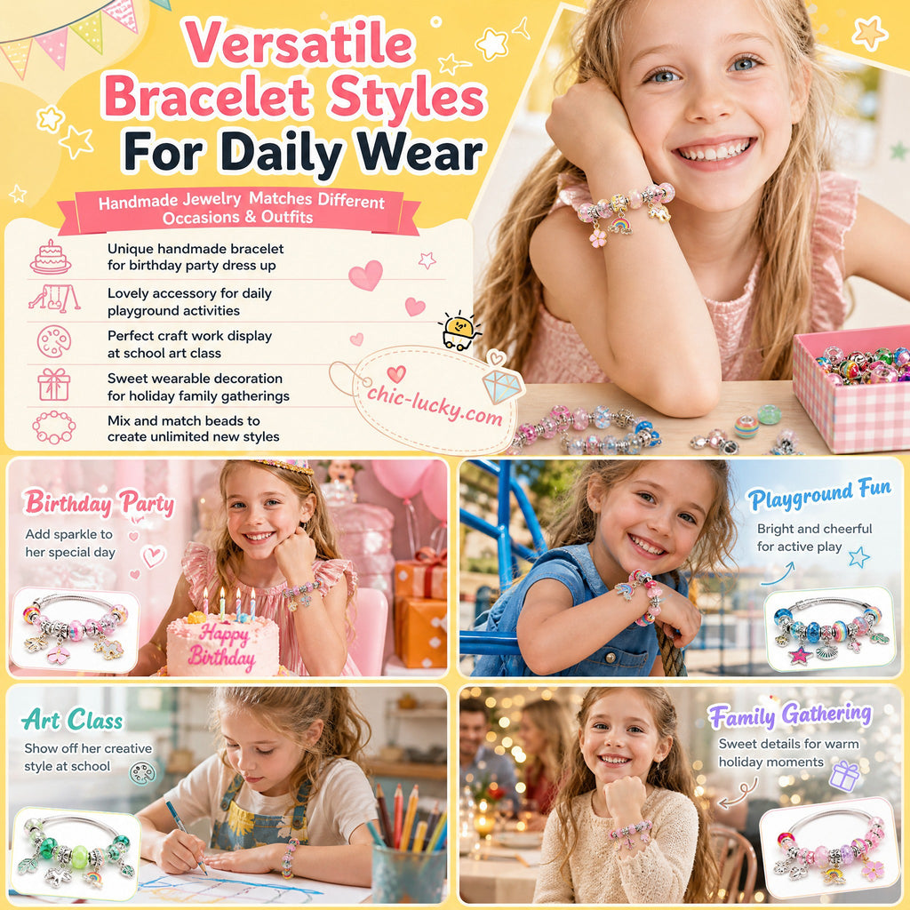 🎁LAST DAY SALE ONLY￡9.99!!💞50K+ SOLD! 📿Kids DIY Charm Bracelet Making Kit💎