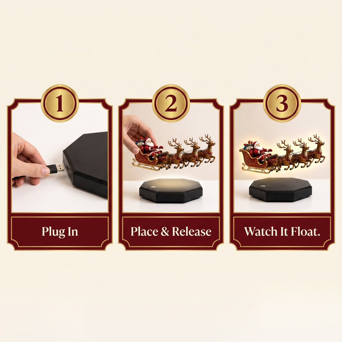 🎅 Magnetic Levitating Santa Sleigh With Reindeer