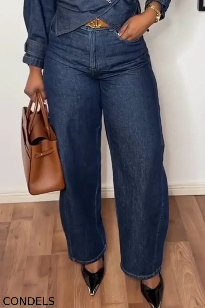 Women's Collar Denim Jacket + Jeans