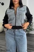 Ladies' Glamorous Color-Block Jacket + Crystal Jeans