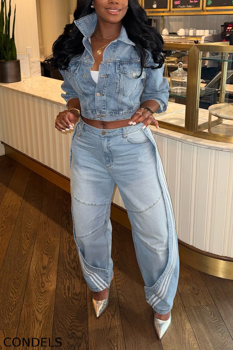 Women's Casual Cropped Denim Jacket or Jogger Jeans