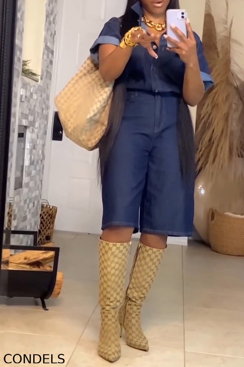 Women's Casual Basic Denim Shirt or Cropped Jeans