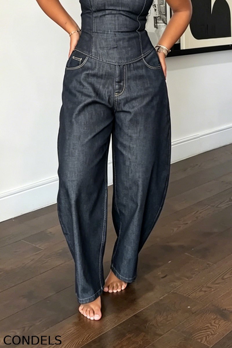 Women's Casual Versatile Denim Bustier or Barrel Jeans