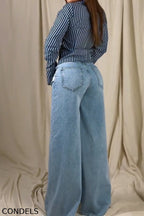 Women Vertical Sexy Top or Spliced Wide Leg Jeans