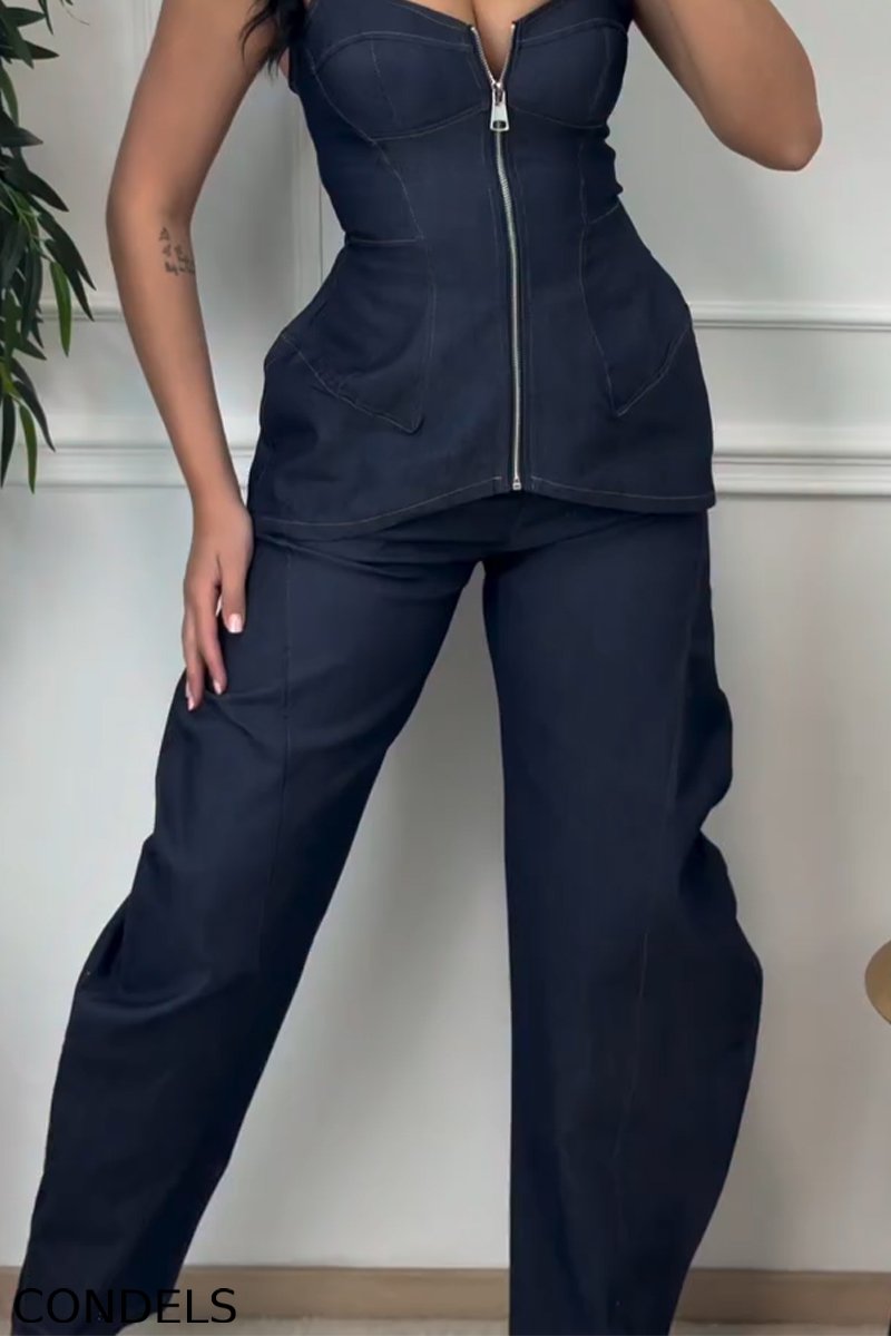 Women's Camisole Waist Cinched Denim Top + Jeans