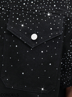 Men's Y2K Bling Full Rhinestone Denim Shirt  And Jeans shorts