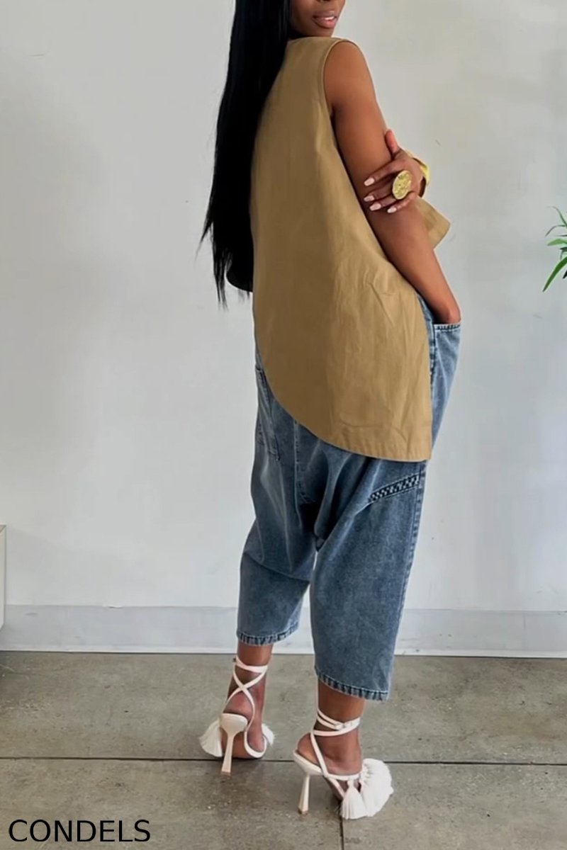 Women's Designer Asymmetric Hem Cami & Tapered Jeans