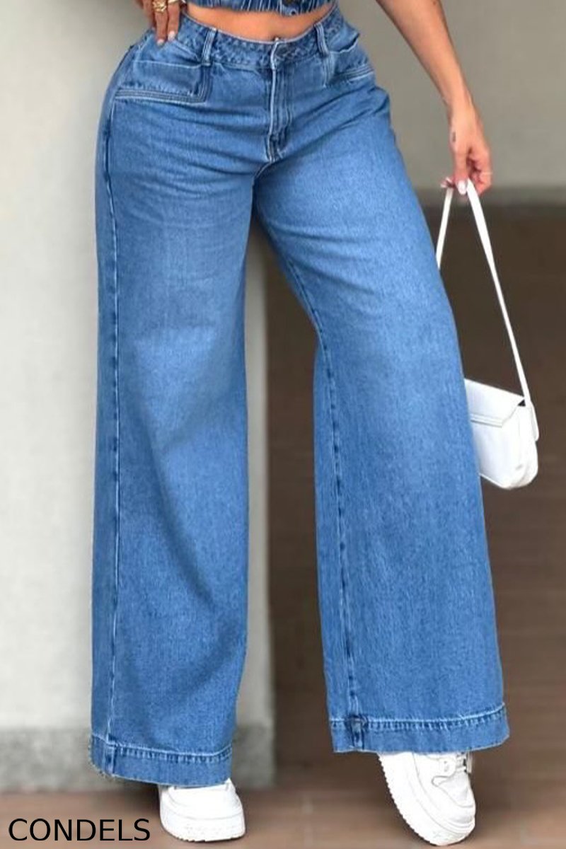 Hot Selling Women's Casual Denim Tops And Straight Leg Jeans