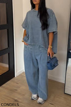Women's Casual Short Sleeve Denim Top or Jeans