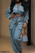 Women's Casual Denim Jacket & Casual Straight Leg Jeans