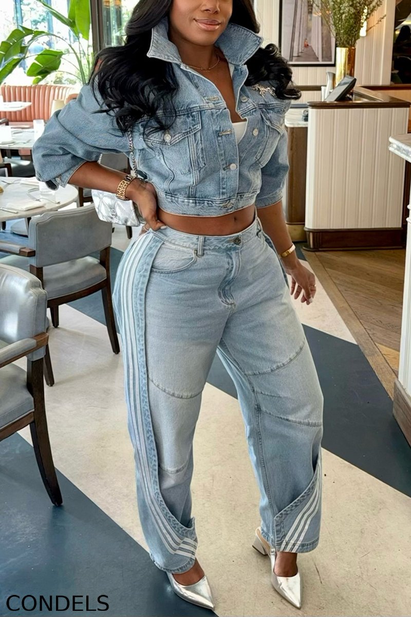 Women's Casual Cropped Denim Jacket or Jogger Jeans