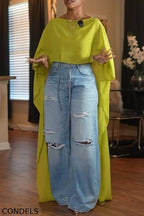 Women's Fashion Batwing High Low Top or Jeans