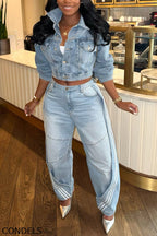 Women's Casual Cropped Denim Jacket or Jogger Jeans
