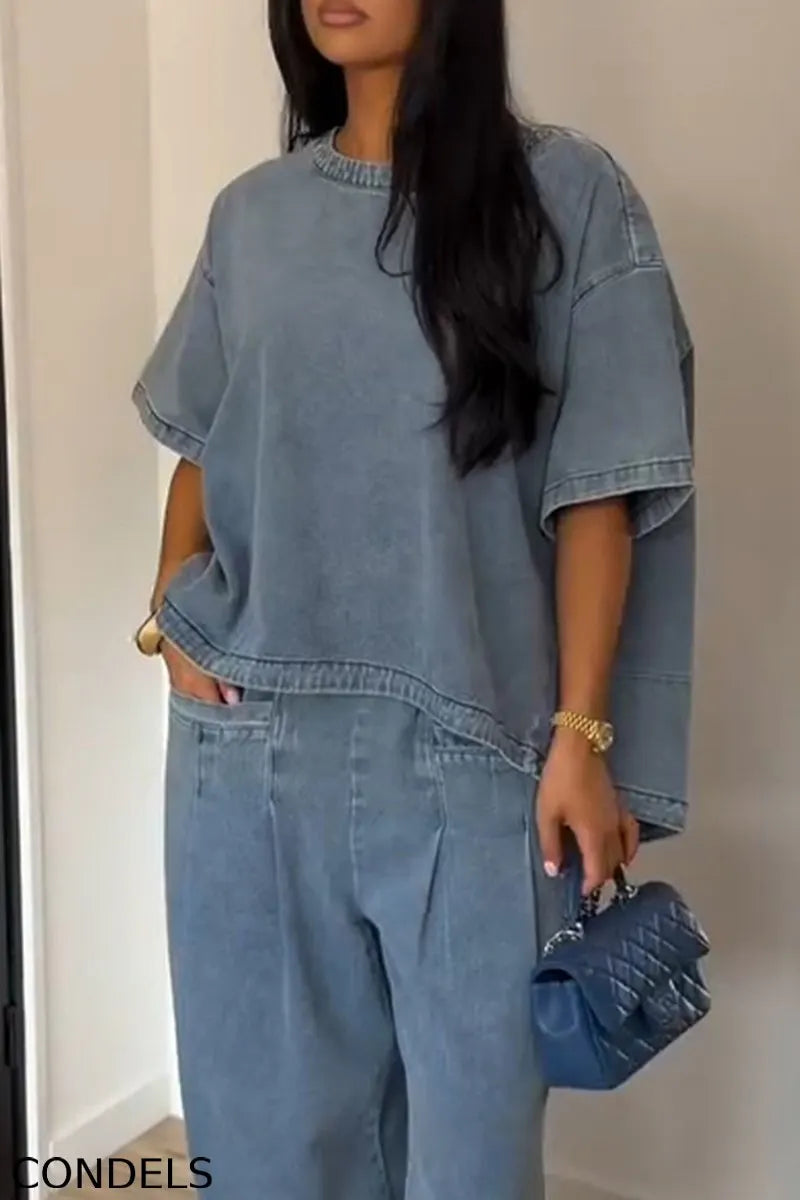 Women's Casual Short Sleeve Denim Top or Jeans
