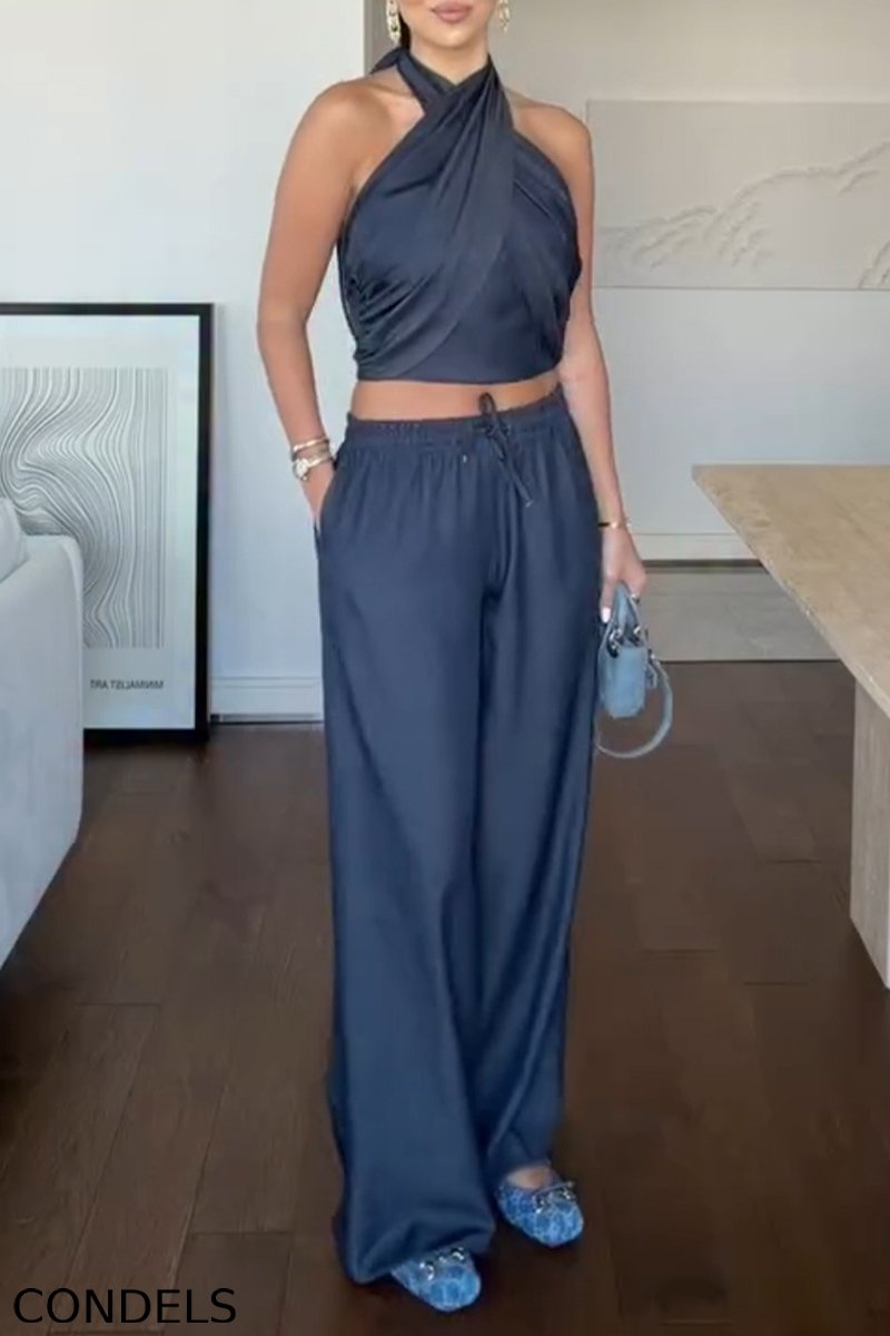 Women's Casual Halter Denim Stretch Vest or Jeans