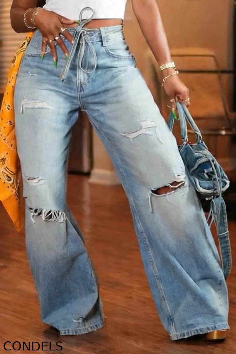 Women's Fashion Rhinestone Pattern Trim Knit Vest & Jeans
