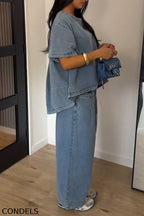 Women's Casual Short Sleeve Denim Top or Jeans