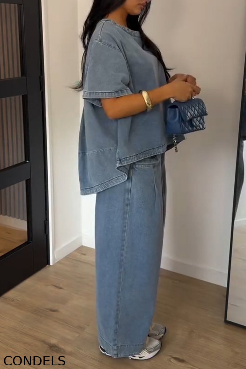 Women's Casual Short Sleeve Denim Top or Jeans