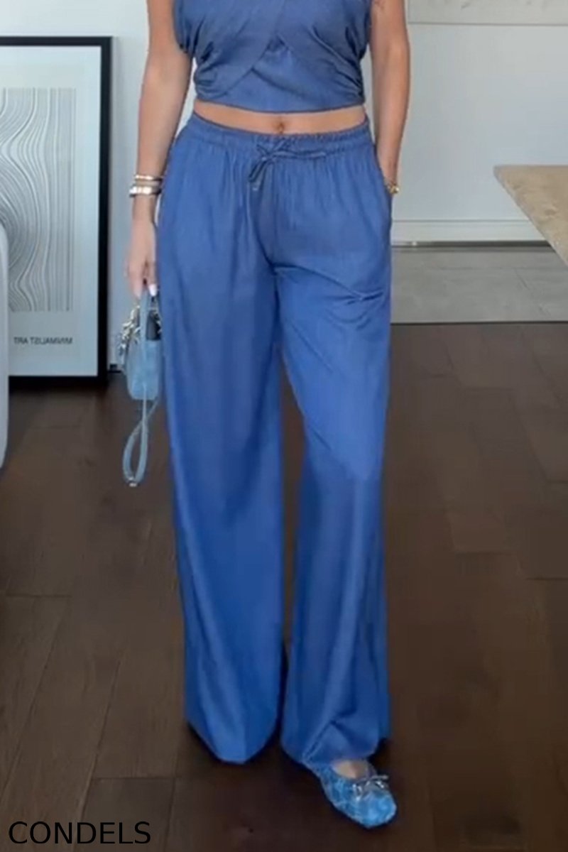 Women's Casual Halter Denim Stretch Vest or Jeans