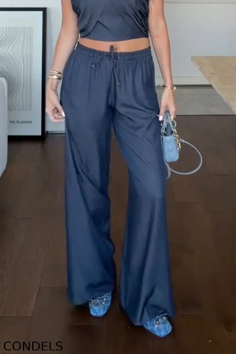 Women's Casual Halter Denim Stretch Vest or Jeans