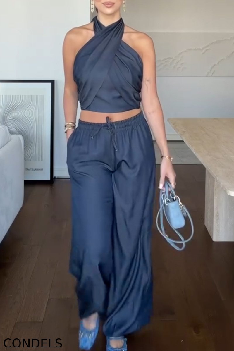 Women's Casual Halter Denim Stretch Vest or Jeans