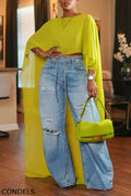 Women's Fashion Batwing High Low Top or Jeans
