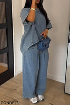 Women's Casual Short Sleeve Denim Top or Jeans