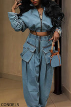 Women's Casual Denim Jacket & Casual Straight Leg Jeans